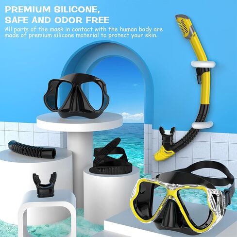 مجموعة Greatever Dry Snorkel، رؤية بانورامية واسعة، قناع غوص مضاد للضباب، معدات غطس احترافية للبالغين in Saudi Arabia