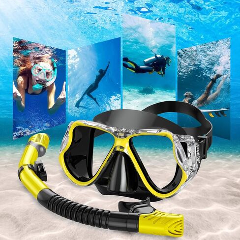 مجموعة Greatever Dry Snorkel، رؤية بانورامية واسعة، قناع غوص مضاد للضباب، معدات غطس احترافية للبالغين in Saudi Arabia