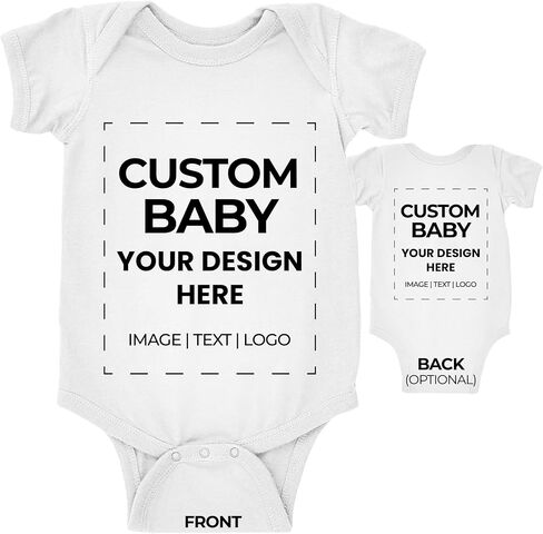 Custom Baby Bodysuit Design Your Own Body suit - Personalized Text Image - Baby Boy & Girl Newborn Romper in Saudi Arabia