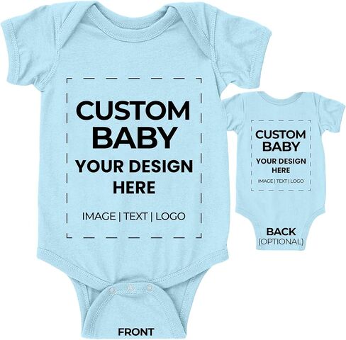 Custom Baby Bodysuit Design Your Own Body suit - Personalized Text Image - Baby Boy & Girl Newborn Romper in Saudi Arabia