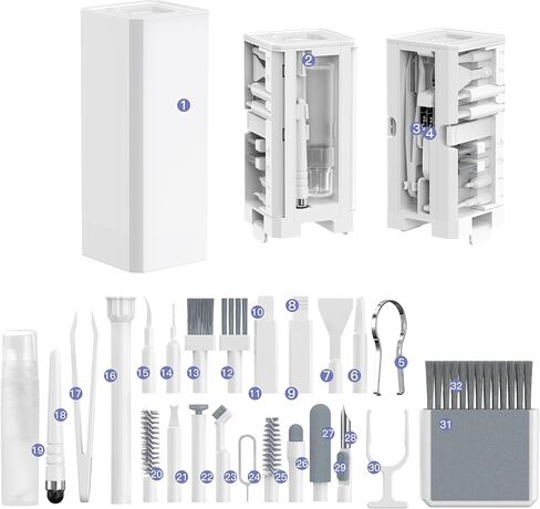 32-in-1 Multi-Functional Cleaning Kit for Electronics inlcuding Headphones,Mobile Phones,Computer,Monitor,Lens and etc, Compact and Portable Design (Black) in Kuwait