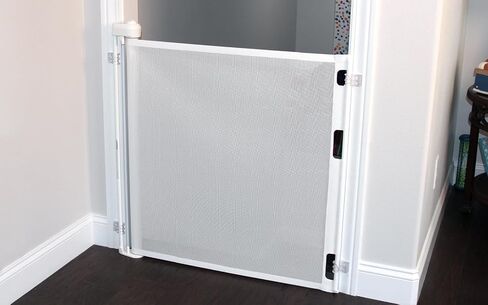 Retract-A-Gate 52 Inch White Retractable Baby and Dog Gate, Made in USA | The original certified retractable gate for top & bottom stairs; 200lb push-out force, angled installs, wide, tall, & sleek in Saudi Arabia