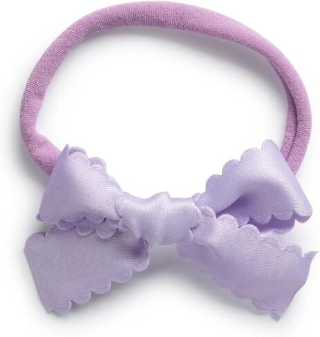 Gumdrop Scalloped Satin Baby Bow Headband - Lavender | For Newborns, Infants, Toddlers | Hair Accessories for Baby Girls in Saudi Arabia