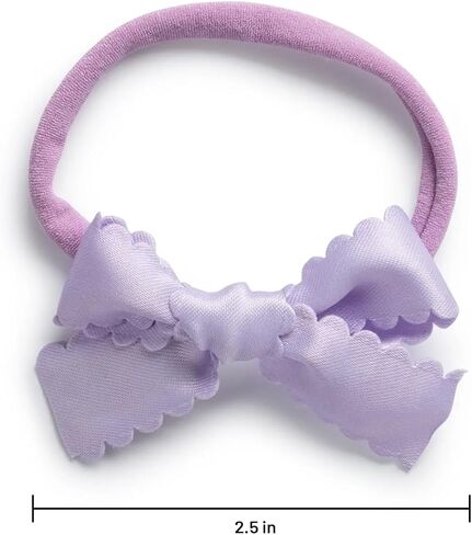 Gumdrop Scalloped Satin Baby Bow Headband - Lavender | For Newborns, Infants, Toddlers | Hair Accessories for Baby Girls in Saudi Arabia