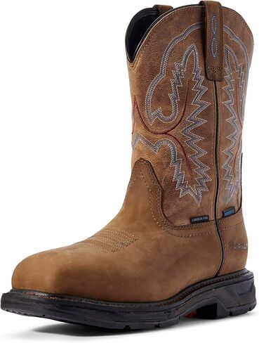 Ariat Mens WorkHog XT Wide Square Toe Waterproof Carbon Toe Work Boot Tumbled Bark/Dark Forest 8.5 Wide in Saudi Arabia