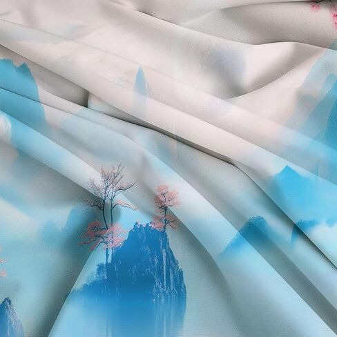 3Pcs Mountain Lake Eastern Ink Style Duvet Cover California King Bedding Sets, Gray Soft Microfiber Quilt Cover, 2 Pillow Cases for Boys Girls Toddler Kids Bedding in Saudi Arabia