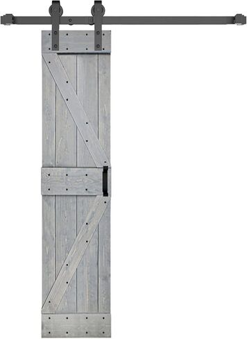 K Series 36in x 84in Smoky Gray Finished Solid Wood Barn Door with Hardware Track - Assembly Needed in Saudi Arabia