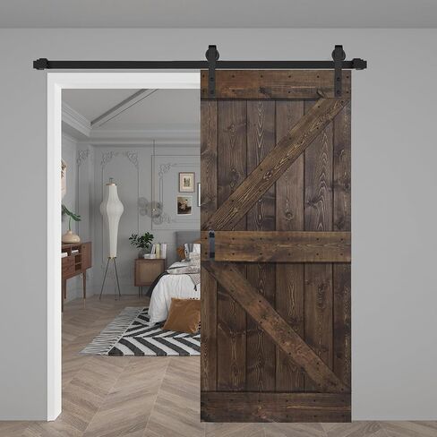 K Series 36in x 84in Smoky Gray Finished Solid Wood Barn Door with Hardware Track - Assembly Needed in Saudi Arabia