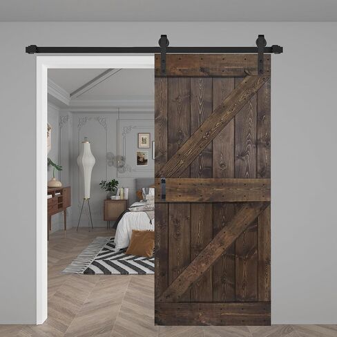 K Series 36in x 84in Smoky Gray Finished Solid Wood Barn Door with Hardware Track - Assembly Needed in Saudi Arabia