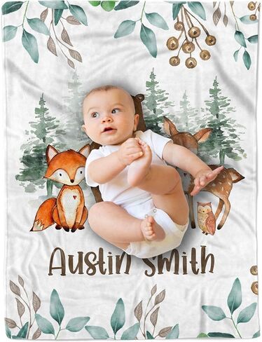 Arteaga Personalized Baby Phinkets for Boys ، بطانيات أطفال مخصصة للأولاد ، بطانية أطفال وودلاند ، أفضل هدية للطفل ، المولود الجديد ، الأم الجديدة ، الصوف الفخم الفائق ، 30'x40 '' in Kuwait