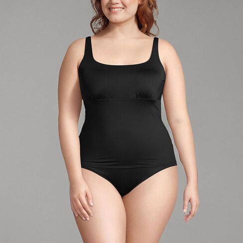 Lands' End Womens Chlorine Resistant Square Neck Tankini Top Black Havana Floral Plus 18w in Kuwait