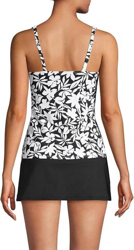 Lands' End Womens Chlorine Resistant Square Neck Tankini Top Black Havana Floral Plus 18w in Kuwait