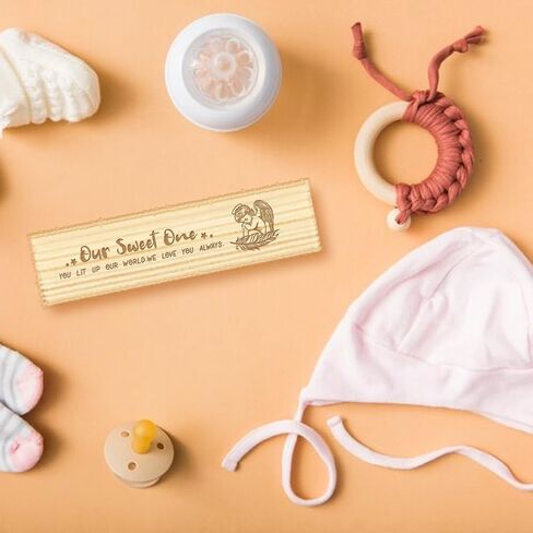 CHGCRAFT Pregnancy Test Keepsake Box Feather Angel Wooden Pregnancy Announcement Gifts Box with Raffia Ribbon and Lock Announcement Gifts for Dad Husband, 8x2x1.2inch in Kuwait