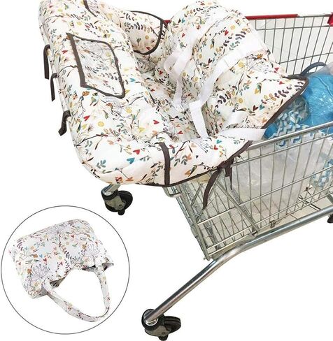 Shopping Trolley Protector with Strap | Baby Shopping Trolley Cover | Universal High Chair and Shopping Cart Cushion | Protective Cover Holding Strap for Optimal Safety for Toddlers (Multicolor) in Kuwait