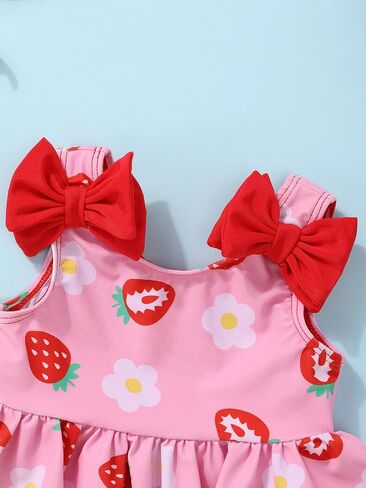 Toddler Baby Girls Swimsuit Two Piece Strawberry Fruit Swimwear Summer Beach Bikini Bathing Suit 6M-4T in Kuwait