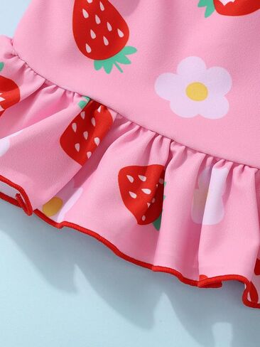 Toddler Baby Girls Swimsuit Two Piece Strawberry Fruit Swimwear Summer Beach Bikini Bathing Suit 6M-4T in Kuwait