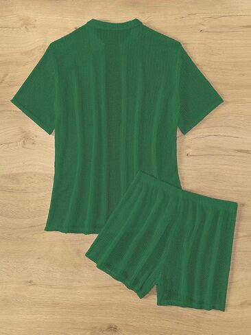 swimsuit coverup for women Beach Short Sleeve Blouse And Shorts Cover Up Set in Saudi Arabia