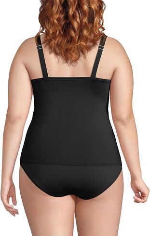 Lands' End Womens Chlorine Resistant Square Neck Tankini Top Black Havana Floral Plus 20w in Kuwait