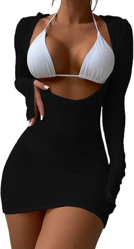 Women Swimsuit Cover Up Beach Plunge Neck Slit Cover Up Without Bikini Top in Saudi Arabia