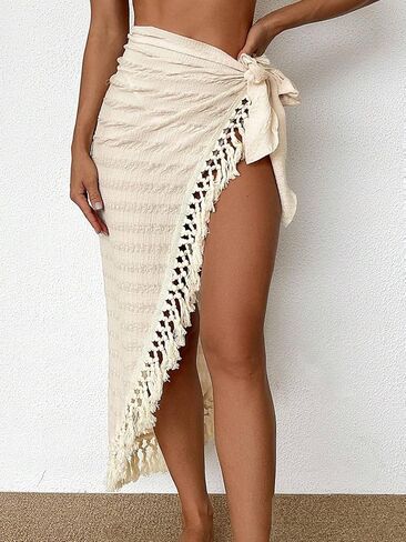 swimsuit coverup for women Beach Trimmed Tie Front Cover Up Skirt in Saudi Arabia
