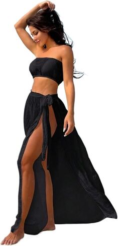 swimsuit coverup for women Summer Beach Strapless Slit Cover-Up Set in Saudi Arabia