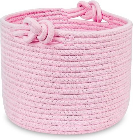 ABenkle Small Woven Basket, Cotton Rope Shelf Storage Basket, Small Round Easter Basket, Cute Basket, Decorative Round Bin for Nursery Bedroom Bathroom, 9.4" x 9.4"x 7.1" Empty Gift Basket in Saudi Arabia