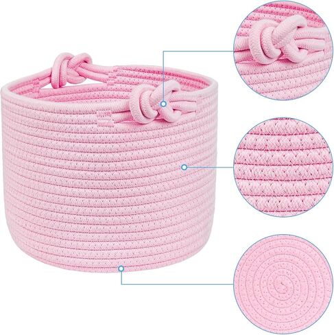 ABenkle Small Woven Basket, Cotton Rope Shelf Storage Basket, Small Round Easter Basket, Cute Basket, Decorative Round Bin for Nursery Bedroom Bathroom, 9.4" x 9.4"x 7.1" Empty Gift Basket in Saudi Arabia