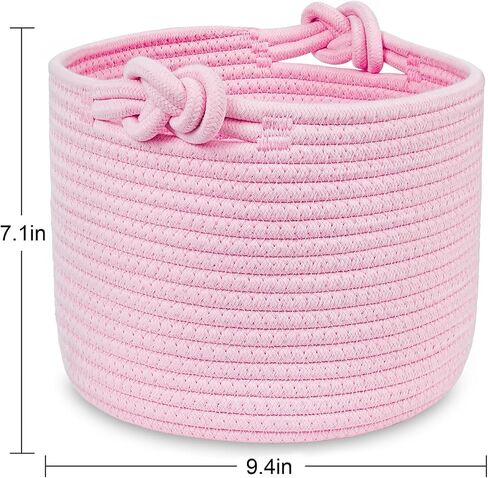 ABenkle Small Woven Basket, Cotton Rope Shelf Storage Basket, Small Round Easter Basket, Cute Basket, Decorative Round Bin for Nursery Bedroom Bathroom, 9.4" x 9.4"x 7.1" Empty Gift Basket in Saudi Arabia