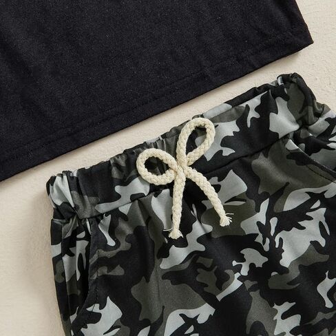 Toddler Baby Boy Girl Summer Fishing Outfit Camouflage Print Plaid Short Sleeve T-Shirt Shorts Clothes Set in Saudi Arabia