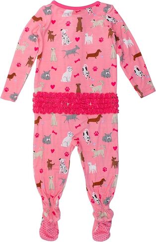 RuffleButts SoftSnooze™ Viscose from Bamboo Baby Girls Ruffle One Piece Footie Pajamas in Kuwait