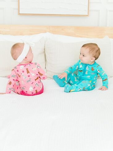 RuffleButts SoftSnooze™ Viscose from Bamboo Baby Girls Ruffle One Piece Footie Pajamas in Kuwait