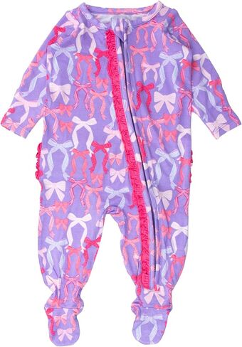 RuffleButts SoftSnooze™ Viscose from Bamboo Baby Girls Ruffle One Piece Footie Pajamas in Saudi Arabia