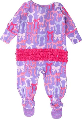 RuffleButts SoftSnooze™ Viscose from Bamboo Baby Girls Ruffle One Piece Footie Pajamas in Saudi Arabia