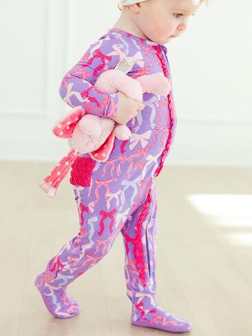 RuffleButts SoftSnooze™ Viscose from Bamboo Baby Girls Ruffle One Piece Footie Pajamas in Saudi Arabia