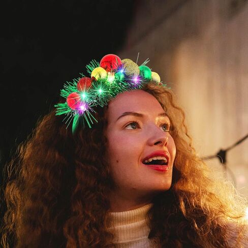 Uranian Light Up Christmas Headband Christmas Ball Hairband Led Tinsel Headwear Glowing Xmas Hair Hoop for Women and Girls… in Kuwait