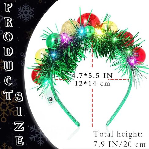Uranian Light Up Christmas Headband Christmas Ball Hairband Led Tinsel Headwear Glowing Xmas Hair Hoop for Women and Girls… in Kuwait