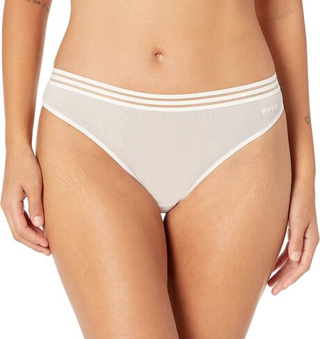 HUGO Boss womens Sheer Brazilian Thong Panties, Black Fog, Large US in Saudi Arabia