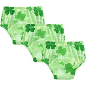 Little Girls Potty Training Undies Absorb Water Boxer Briefs Underwear Under Garment for Toddler 4T Lucky Clover Pattern Green