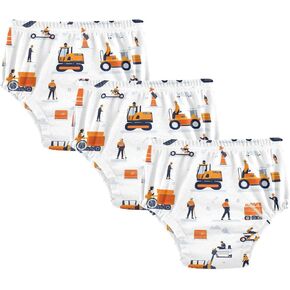 Baby Girls Underwear Potty Training Reusable Traing Underpants Boxers Underwear for Kids 5T Excavator Pattern White