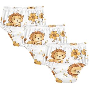 Little Girls Toilet Training Pants Leakproof Training Underpants Sleep Underwear for 2T Happy Cute Lion White