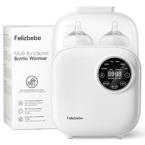 Baby Bottle Warmer, Felizbebe 10-in-1 Milk Warmer for Breastmilk or Formula, Detachable Body for Easy Cleaning, Accurate Temperature Control, Timer, Sterili-zing,Double Bottle Warmers for All Bottles