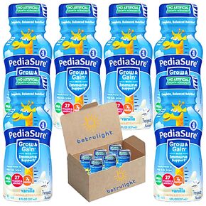 PediaSure Grow and Gain With Immune Support Shake | Balanced Nutrition | Vanilla Flavors | Great for Kids Breakfast, in a Lunch Box, and as a Snack | 8 FL OZ Pack of 6| Every Order is Elegantly Packaged in a Signature BETRULIGHT Branded Box!