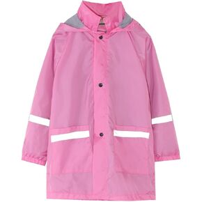 Kids Boys Girls Raincoat Rainwear with Hood Rainproof Outwear Reflective Strips Lightweight Rain Jacket