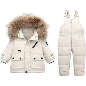 Toddler Girls Boys Hooded Down Snowsuit Kids Windproof Fleece Hooded Puffer Jacket Child Winter Thick Girls Coat Size 5