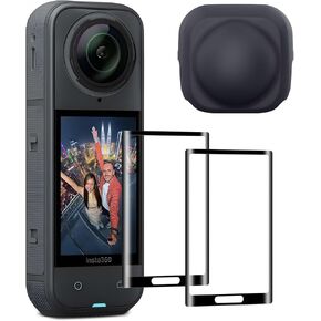TQLGY Screen Protector and Lens Cap for Insta 360 X5 Accessories, Insta 360 X5/Insta 360 X4 Tempered Glass Screen Film and Silicone Lens Cap Cover Bundle Kit, Ultra HD, 9H Hardness, Scratch Resistant