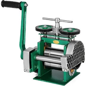 Manual Jewelry Press Rolling Mill Machine 85mm Wire Flat Pattern Sheet Metal Jewelry Combination Rolling Mill Machine Distance for Beginners DIY