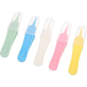 Garneck 5PCS Nose Tweezers Set - Soft Plastic Nose Cleaning Tools for Gentle Booger Removal and Ear Wax Care - Safe and Portable Tweezers for Newborns and