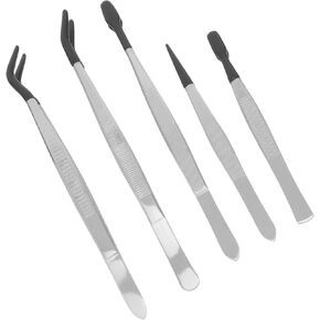 5pcs Rubber Coated Precision Tweezers Set for Crafts - Lightweight & Gentle Handling for Jewelry, Cake Decorating, and Precision Tasks