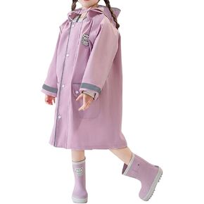 Toddler Boys Girls Raincoat Rain Jacket Waterpoof Lightweight Hood Pocket Mudproof Rainwear Outdoor