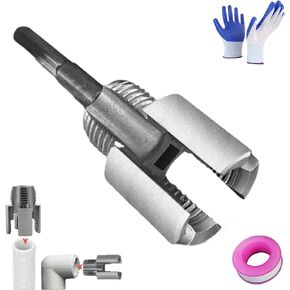 أداة خيط الأنابيب الداخلية والخارجية المتكاملة ، تم توافق الحفر الكهربائية 2-في 1 PVC Threader Kit مع أحجام مختلفة للموت (1/2 3/4 npt) لإصلاح السباكة (1/2in+3/4in)